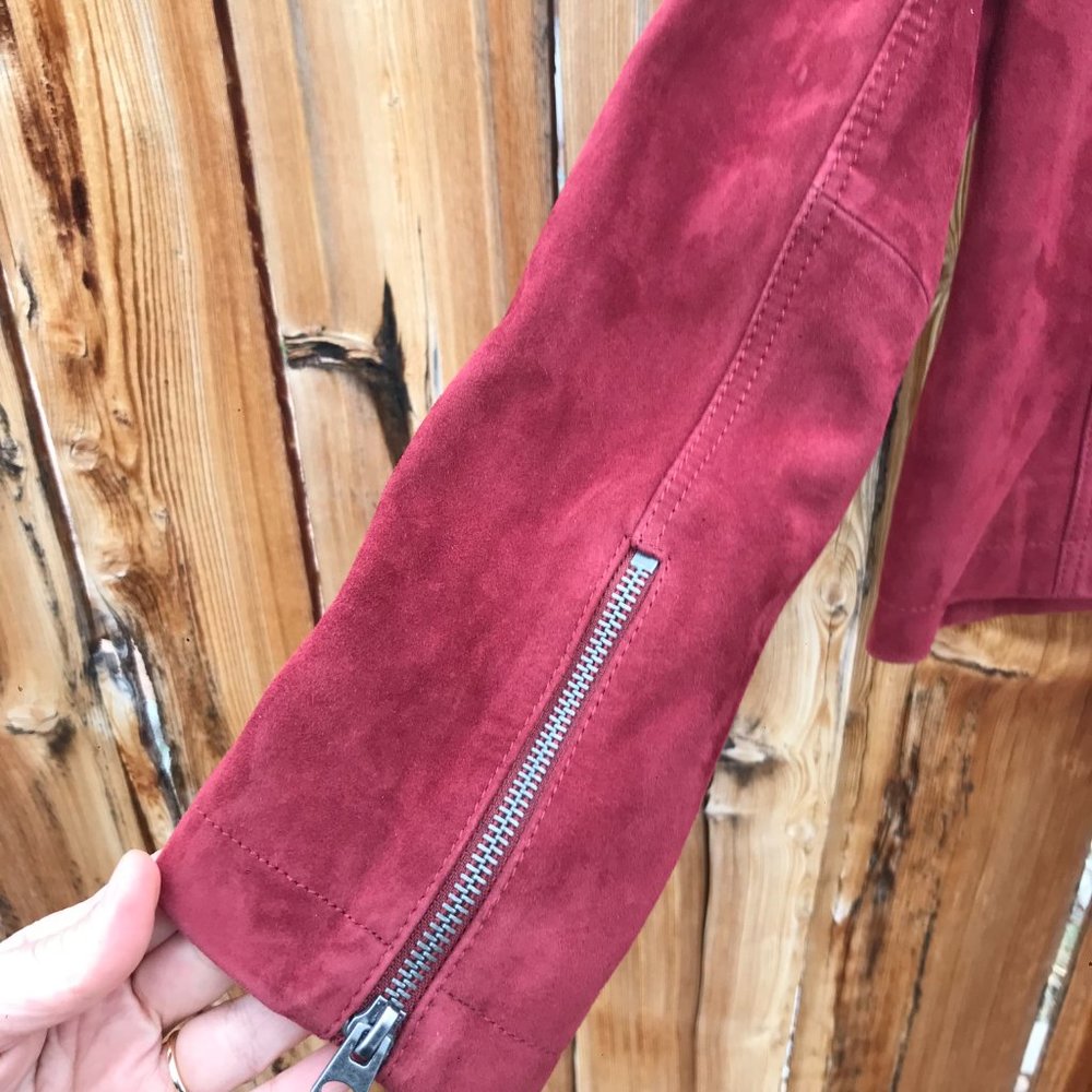 Lucky Brand suede puff sleeve jacket | Red | Size small - Picture 9 of 10